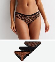 New Look 3 Pack Brown and Black Animal Print Lace Briefs